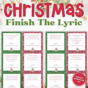Christmas Finish The Lyric Game, Finish The Lyrics Game Christmas, Christmas Finish The Lyric Game, Christmas Finish The Lyrics Game