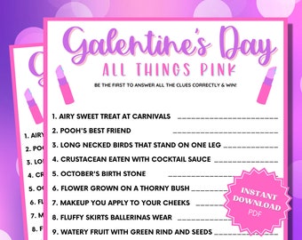 Galentines Day All Things Pink Trivia Game, Galentines Party, Galentines Day Games, Galentines Games, Party Trivia, Trivia Printable