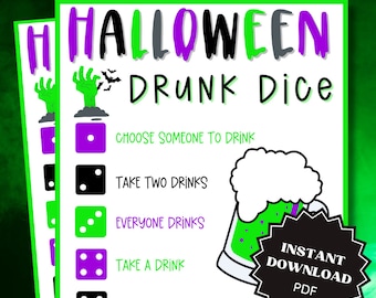 Drunk Dice Halloween Game Printable, Halloween Games For Adults, Fun Drinking Games, Group Drinking Game, Fun Adult Game, Adult Party Games