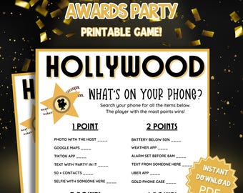 What's On Your Phone Oscars Party Game, Party Games For Adults, Oscars Party, Oscars Party Games, Adult Party Games, Whats In Your Phone