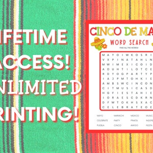 Word Search Cinco De Mayo Printable Game, Cinco De Mayo Party, Cinco De ...