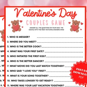 Valentine&#39;s Day Couples Game, Couples Night, Couples Date Night, Couples Game Night, Date Night Games, Games For Couples, Valentines Game