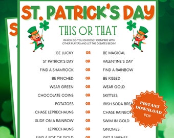This Or That St Patricks Day Game, St Patricks Games, St Patricks Game, Family Party Games, Group Games, Would You Rather