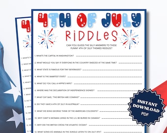 Riddles 4th of July Games for Kids, Trivia Games, 4th of July Day Party, 4th of July Games, 4th of July Games Printable, 4th of July Games