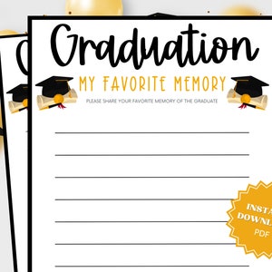 My Favorite Memory Graduation Party Game, Graduation Advice, Graduation Wishes, Printable Grad Game, Graduation Party Ideas, Grad Party Game