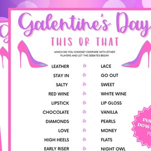 Galentines Day This Or That Game, Galentines Party, Galentines Day Games, Galentines Games, Girls Night Out, Ladies Night Games
