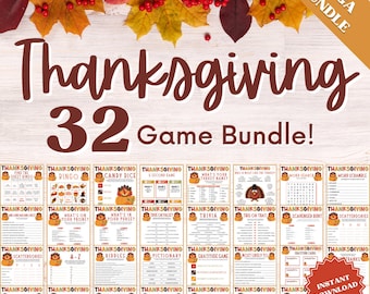 32 Thanksgiving Games Bundle, Thanksgiving Games For Kids, Thanksgiving Games For Adults, Thanksgiving Game Bundle, Thanksgiving Games