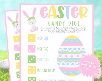 Candy Dice Easter Game, Easter Games for Kids, Printable Easter Games, Family Party Game, Easter Games Download, Family Party Game