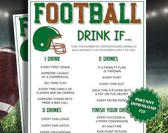 Drink If Super Bowl Party Adult Drinking Game, Drinking Card Games, Drinking Games, Beer Games, Bar Games, Adult party Game