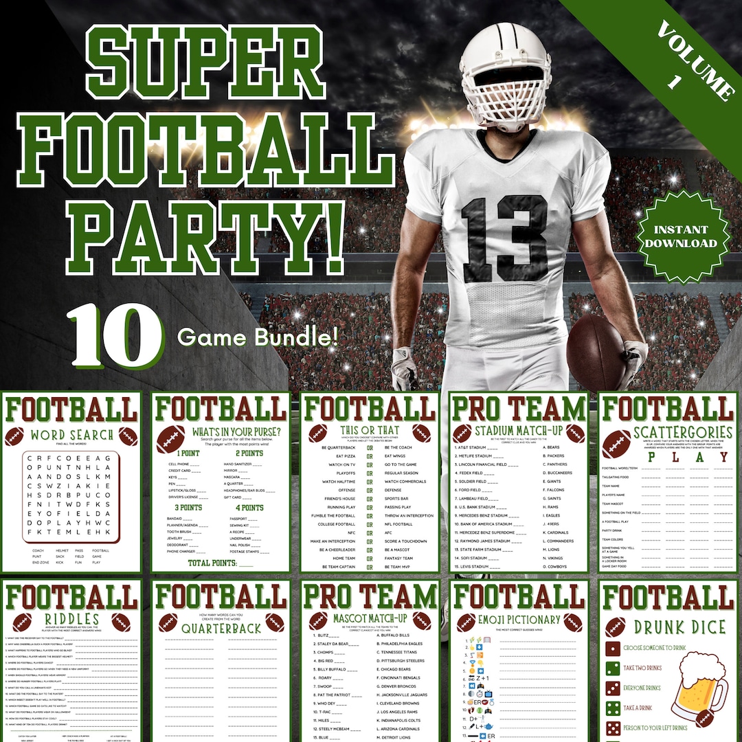Super Bowl Party Games: 10 Game Bundle (digital Download) - Etsy