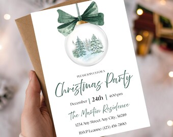 Vintage Christmas Party Invitation | Editable Canva Template | Printable Holiday Gathering Invite | Retro Holiday Card