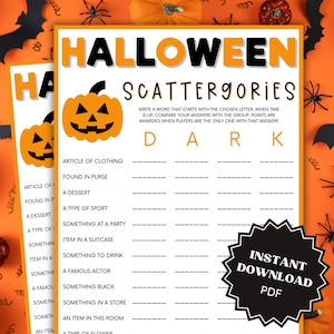Scattergories Halloween Game Printable, Word Games, Halloween Games Download, Halloween Games for Kids, Halloween Games for Teens