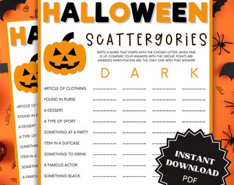 Scattergories Halloween Game Printable, Word Games, Halloween Games Download, Halloween Games for Kids, Halloween Games for Teens