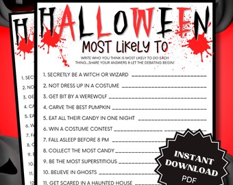 Most Likely To Halloween Game Printable, Halloween Games, How Well Do You Know, Halloween Games For Adults, Group Games, Family Party Game