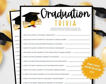 Graduation Trivia Printable Graduation Party Game, Graduation Games, Grad Party Games, Graduation Game, Graduation Party Games, Trivia Games