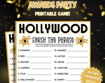 Finish The Phrase Oscar Party Game, Oscars Party, Oscars Party Games, Academy Awards, Academy Award Party, Group Games, Finish My Phrase