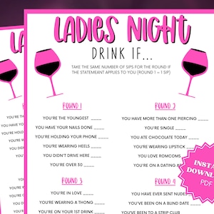 Drink If Ladies Night Drinking Game, Ladies Night, Ladies Night Out, Girls Night Out, Girls Night Games, Drinking Games, Adult Party Games