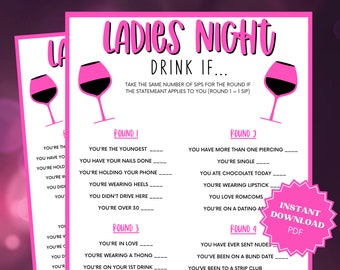 Drink If Ladies Night Drinking Game, Ladies Night, Ladies Night Out, Girls Night Out, Girls Night Games, Drinking Games, Adult Party Games