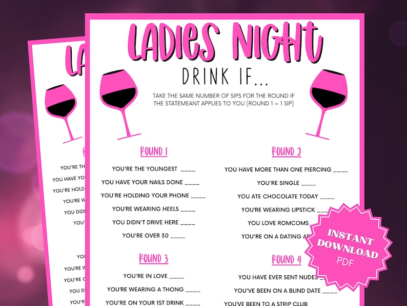 Drink If Ladies Night Drinking Game Ladies Night Ladies - Etsy