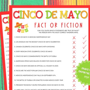 Cinco De Mayo Trivia Printable Cinco De Mayo Game, Group Games, Trivia Games, Adult Party Game, Cinco De Mayo Party, Cinco De Mayo Games