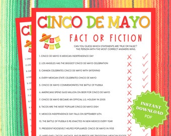 Cinco De Mayo Trivia Printable Cinco De Mayo Game, Group Games, Trivia Games, Adult Party Game, Cinco De Mayo Party, Cinco De Mayo Games