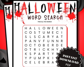 Word Search Halloween Game Printable, Halloween Games, Halloween Games for Kids, Word Games, Halloween Printable Games, Kids Word Search