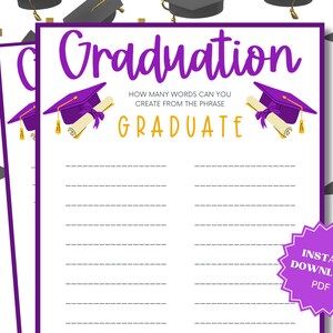 Word Game Printable Graduation Party Game, Graduation Party Ideas, Graduation Games, Grad Party Games, Graduation Game, Word Games