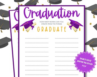 Word Game Printable Graduation Party Game, Graduation Party Ideas, Graduation Games, Grad Party Games, Graduation Game, Word Games