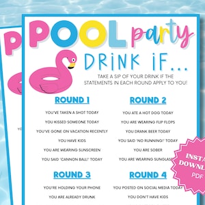Drink If Pool Party Drinking Game, Pool Party Game, Pool Party Games, Drinking Games, Adult Party Games, Pool Party Ideas, Pool Party