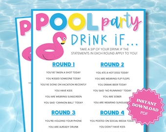 Drink If Pool Party Drinking Game, Pool Party Game, Pool Party Games, Drinking Games, Adult Party Games, Pool Party Ideas, Pool Party