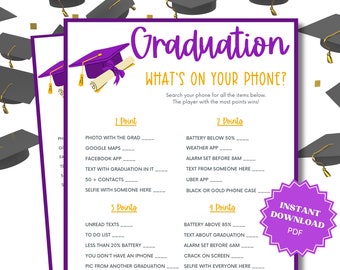 What's On Your Phone Printable Graduation Party Game, What's In Your Phone,  Graduation Games, Grad party Games, Graduation Game, Grad Games