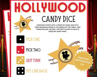 Oscars Party Candy Dice Game, Oscar Party Games, Oscars Party, Oscars Party Games, Kids Games, Family Party Game, Kids Party Games