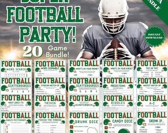 Super Bowl Party Games - 20 Game Bundle, Family Party Game, Group Games, Adult Party Games, Word Games, Trivia Games, Drinking Games