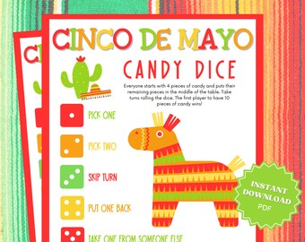 Candy Dice Printable Cinco De Mayo Game, Cinco De Mayo Games, Cinco De Mayo Party, Cinco De Mayo Activity, Cinco De Mayo Ideas