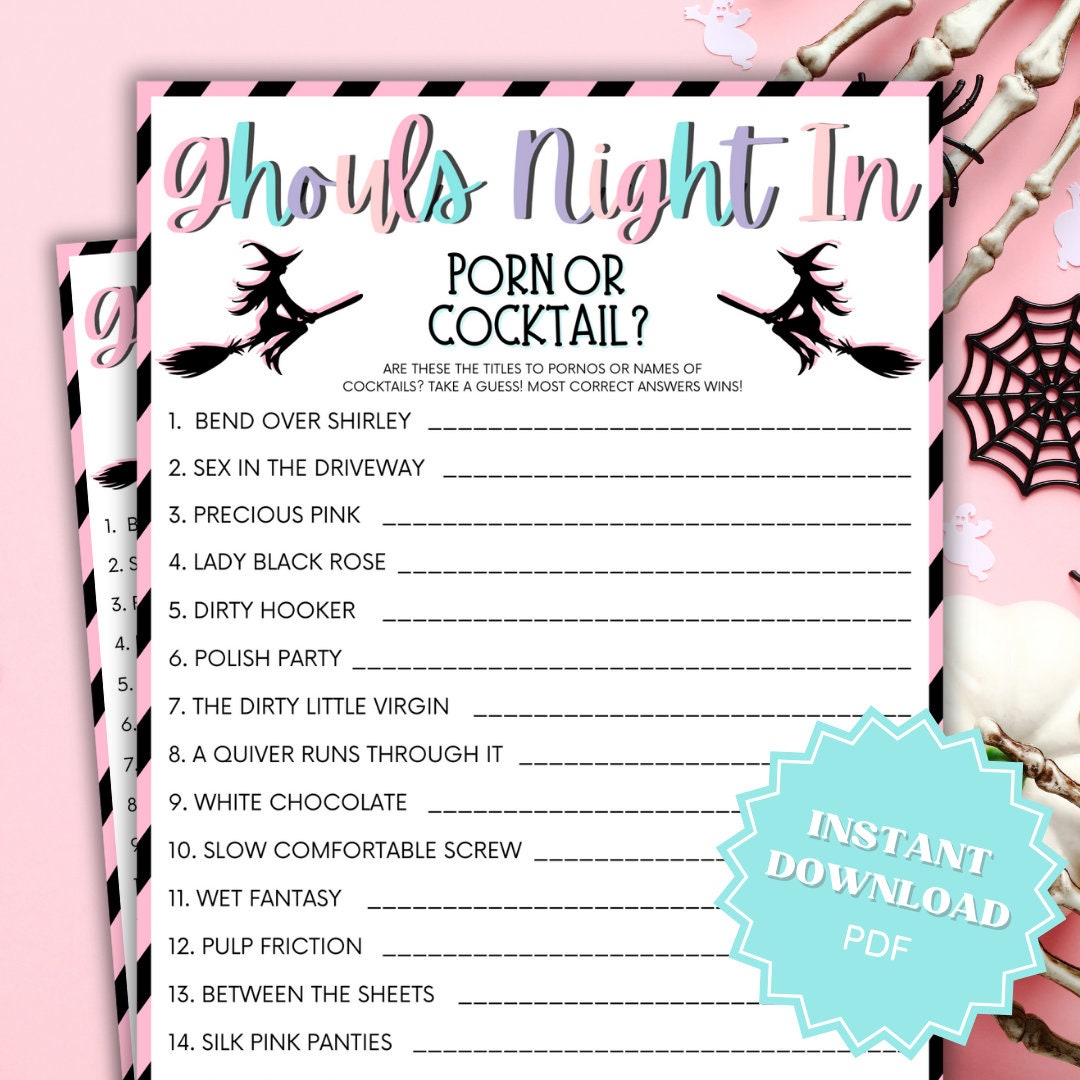 Ghouls Night in Porn or Cocktail Trivia Printable, Ghouls Night Out ...