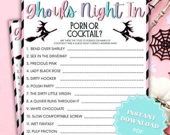 Ghouls Night In Porn Or Cocktail Trivia Printable, Ghouls Night Out, Moms Night Games, Ladies Night Games, Girls Night Games, Dirty Games