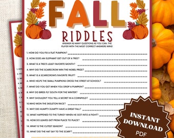 Riddles Fall Game Printable, Fall Games Printable, Fall Games For Kids, Fall Game Printables, Printable Fall Games, Kids Party Games