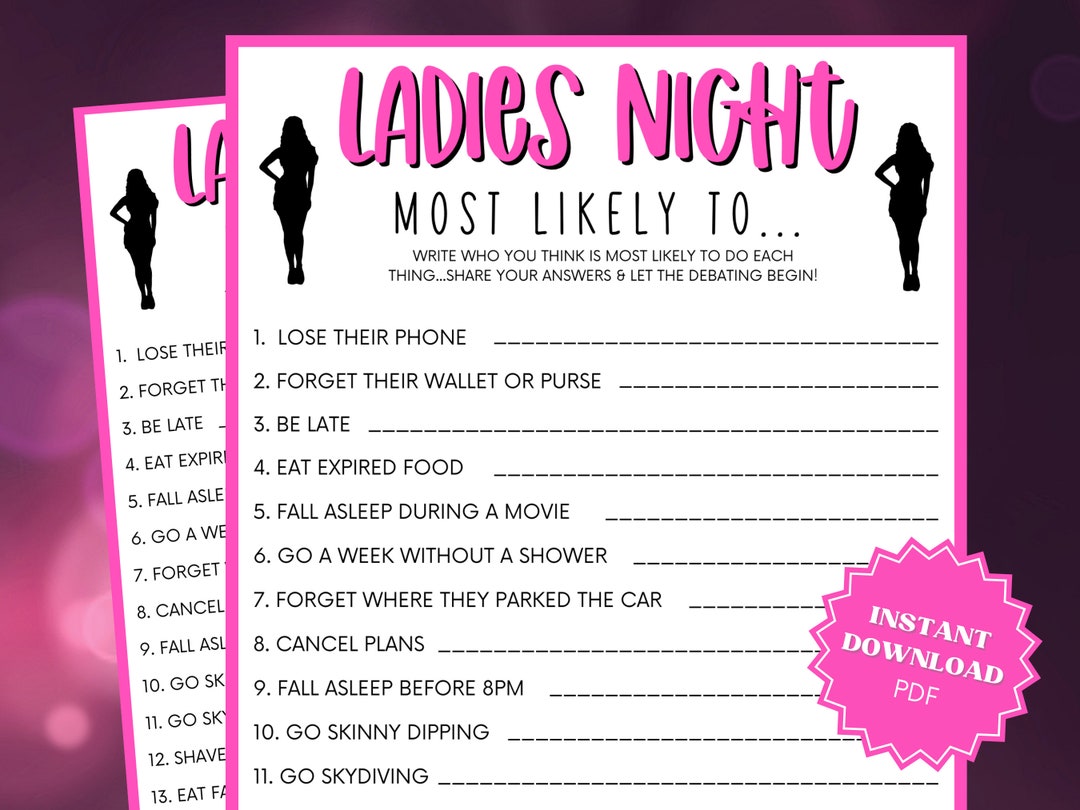 Ladies Night Most Likely to Game, Adult Party Game, Girls Weekend, How ...