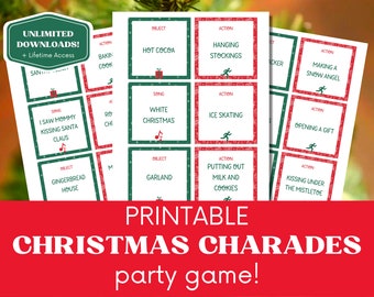 Christmas Charades Party Game, Fun Christmas Game, Christmas Song Game, Christmas Activities, Christmas Charades, Holiday Charades