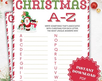 A-Z Christmas Word Games, Christmas Games for Kids, Printable Christmas Games for Kids, Christmas Party Games for Kids, Kids Christmas Games