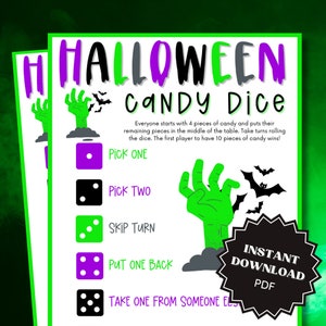 Candy Dice Halloween Game Printable, Halloween Games For Kids, Halloween Printable For Kids, Halloween Games, Group Party Games