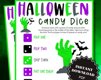 Candy Dice Halloween Game Printable, Halloween Games For Kids, Halloween Printable For Kids, Halloween Games, Group Party Games
