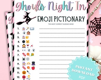 Ghouls Night In Emoji Pictionary Trivia Printable Game, Ghouls Night Out, Moms Night Games, Ladies Night Games, Girls Night Games