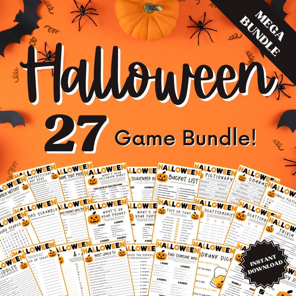 Paquete de 27 juegos de Halloween, Juegos de Halloween para niños, Juegos de Halloween para adultos, Paquete de juegos de Halloween, Juegos de Halloween para adolescentes