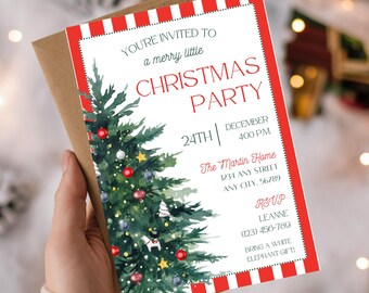 Watercolor Christmas Party Invitation | Editable Canva Template