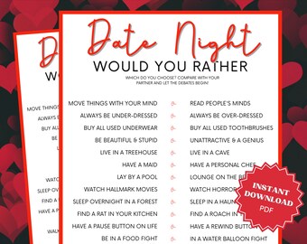 Date Night Would You Rather Party Game, This Or That, Couples Game, Couple Games, Games For Couples, Date Night Game, Date Night Games