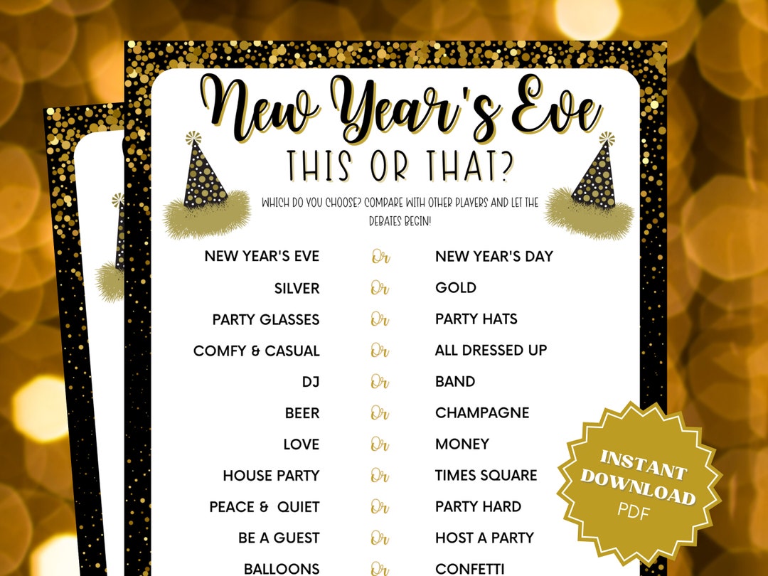 This or That New Years Eve Game, Would You Rather, Adult Games, Adult ...