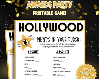 What's In Your Purse Oscar Party Game, Oscar Party Games, Oscars Party, Oscars Party Games, Oscar Party, Adult Party Games, Purse Game