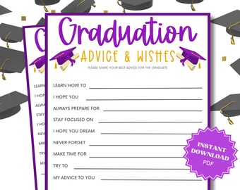 Advice And Wishes Graduation Party Game, Graduation Advice, Graduation Wishes, Printable Grad Game, Graduation Party Ideas, Grad Party Games