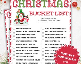 Bucket List Printable, Christmas Games for Kids, Printable Christmas Games for Kids, Christmas Party Games for Kids, Kids Christmas Game